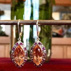 Morganique Quartz & Garnets Lever-Back Earrings